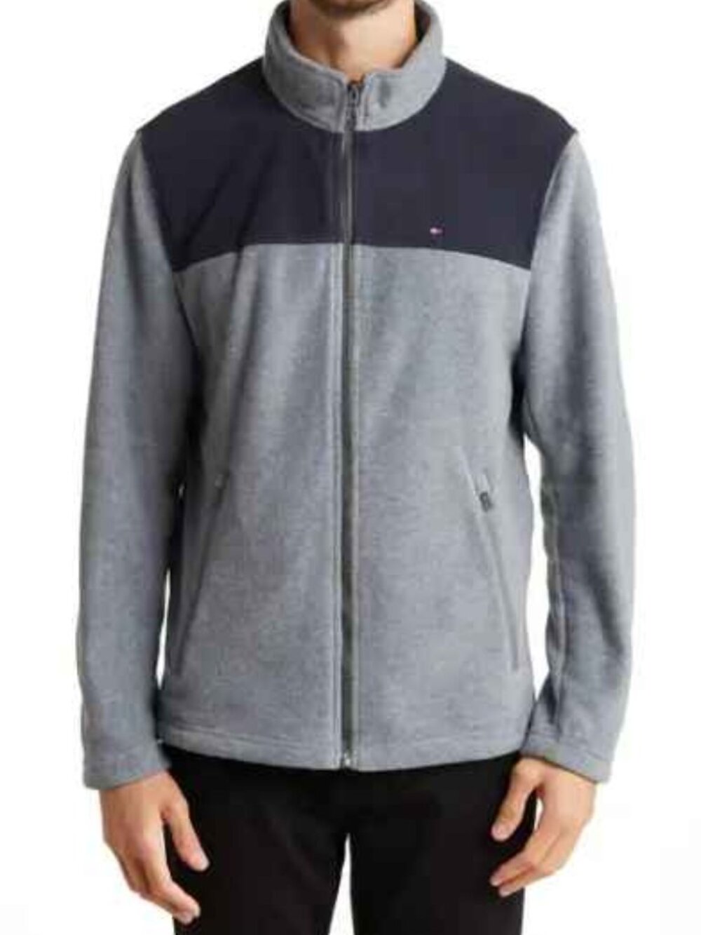 Tommy Hilfiger Men Polar Fleece Full Zip Jacket Gray Size XS